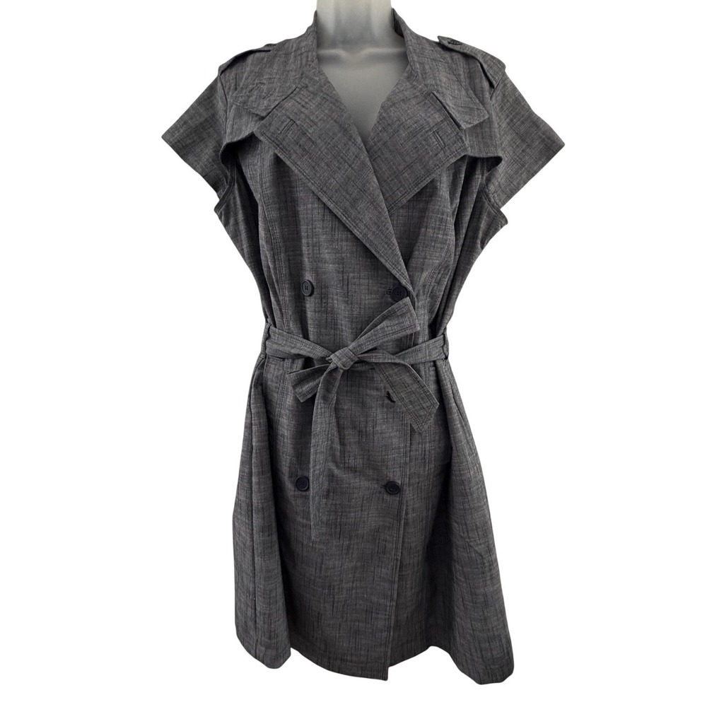 Gray Trench Dress Plus Size 18W Belted Double Breasted Career Chic